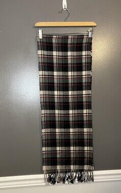 Softer Than Cashmere Scarf Womens Black Gray White Red Plaid Fringe Winter Korea